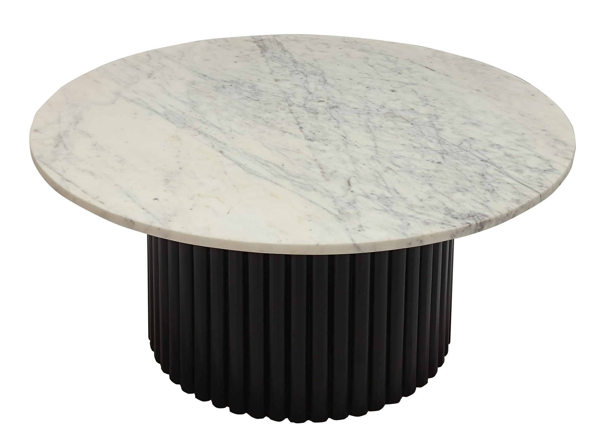NILE COFFEE TABLE BLACK TIMBER WHITE MARBLE